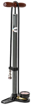Silca Pista Plus Floor Pump - Steel Body, Ash Wood Handle, 220psi, Classic Press-On Chuck, Black EA Floor Pump