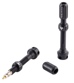 Teravail Alloy Tubeless Valves - Pair, 48mm, Matte Black PAA Tubeless Valves