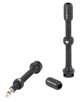 Teravail Alloy Tubeless Valves - Pair, 60mm, Matte Black PAA Tubeless Valves