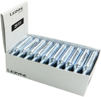 Lezyne 20g CO2 Cartridge, Display Box of 30 BOX CO2 and Pressurized Inflation Device