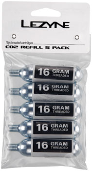 Lezyne 16g CO2 Cartridge, Pack of 5 BOX CO2 and Pressurized Inflation Device