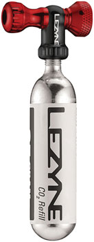 Lezyne Control Drive C0-2 Inflator, Slip-fit Shcrader/Presta, includes 16g cartridge with Neoprene Sleeve: Red Black/Red EA CO2 and Pressurized Inflation Device