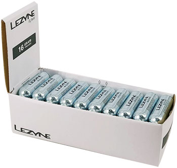 Lezyne 16g CO2 Cartridge, Display Box of 30 BOX CO2 and Pressurized Inflation Device