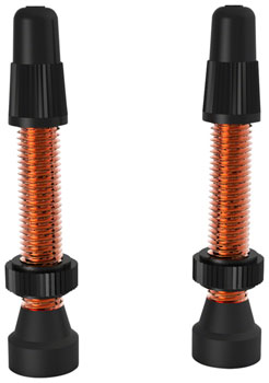 WTB Aluminum TCS Tubeless Valves: 34mm, Orange, Pair PAA Tubeless Valves