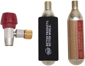 Planet Bike Red Zeppelin Inflator: Includes Two Threaded 16g Cartridges and Sleeve EA CO2 and Pressurized Inflation Device