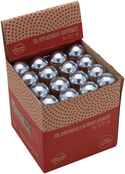 Planet Bike 25g Threaded CO2 Cartridge: Box of 16 EA CO2 and Pressurized Cartridge