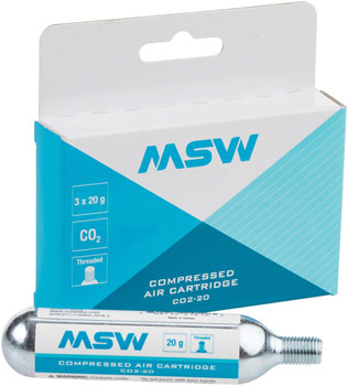 MSW CO2-20 Compressed Air CO2 Cartridge - 20g, Threaded, 3 Pack SET CO2 and Pressurized Cartridge