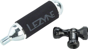 Lezyne Control Drive Co2 with 25 gram cartridge and machined Slip Fit Chuck, Black EA CO2 and Pressurized Inflation Device