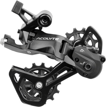 microSHIFT Acolyte RD-M5185M-B SpringLock Rear Derailleur - 8 Speed, Medium Cage, Black, SpringLock Chain Retention Black EA Rear Derailleur