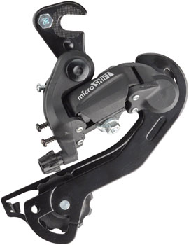 microSHIFT M21 Rear Derailleur - 6/7 Speed, Long Cage, Dropout Claw Hanger, Black EA Rear Derailleur