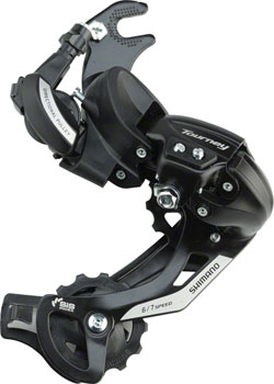 Shimano Tourney RD-TY500-SGS Rear Derailleur - 6,7 Speed, Long Cage, Black, Dropout Claw Hanger Black EA Rear Derailleur