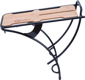 PDW Portland Design Works Loading Dock Rear Rack: Alloy with Bamboo Deck Black/Bamboo EA Rear Mount Rack