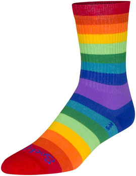 SockGuy Crew Fabulous Socks - 6", Rainbow, Large/X-Large Rainbow PAA Socks