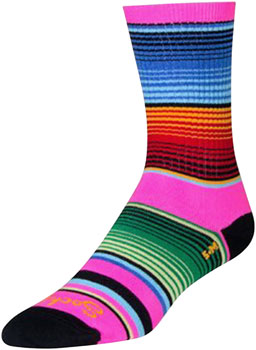 SockGuy Crew Siesta Socks - 6", Pink/Multi-Color, Small/Medium Pink/Multi-Color PAA Socks