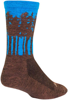 SockGuy Treeline Wool Socks - 6", Brown/Blue, Small/Medium Brown/Blue PAA Socks
