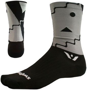 Swiftwick Vision Six Abstract Sock - 6", Black, Small Black PAA Socks