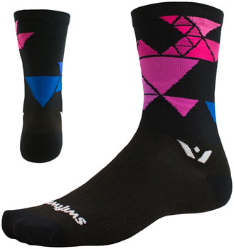 Swiftwick Vision Six Geometric Sock - 6", Black, X-Large Black PAA Socks