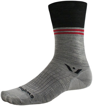Swiftwick Pursuit Seven Ultralight Socks - 7", Block Stripe Charcoal, Small Block Stripe Charcoal PAA Socks