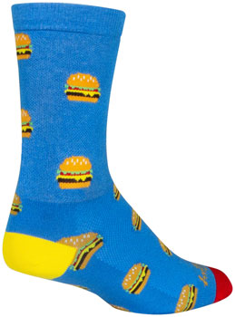 SockGuy Crew Burgers Socks - 6", Large/X-Large Blue PAA Socks