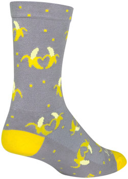 SockGuy Bananas Crew Sock - 6", Large/X-Large Gray PAA Socks
