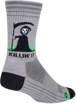 SockGuy Killin' It Crew Sock - 6", Small/Medium Gray PAA Socks