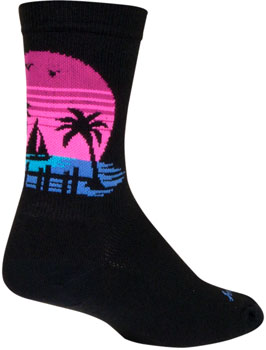 SockGuy Sunset Crew Sock - 6", Large/X-Large Black PAA Socks