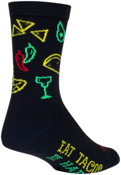SockGuy Taco Life Crew Sock - 6", Small/Medium Black PAA Socks