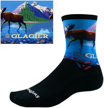 Swiftwick Vision Impression National Park Crew Socks - 6", Glacier, Small Impression Glacier PAA Socks