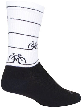 SockGuy Crew Cyclepath Socks - 6", Large/X-Large Black/White PAA Socks