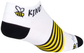 SockGuy Classic Bee Kind Socks - 1", Small/Medium White PAA Socks