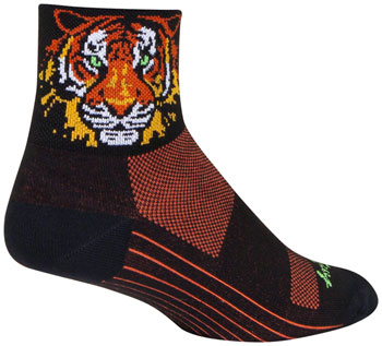 SockGuy Classic Easy Tiger Socks - 3", Large/X-Large Black/Orange PAA Socks