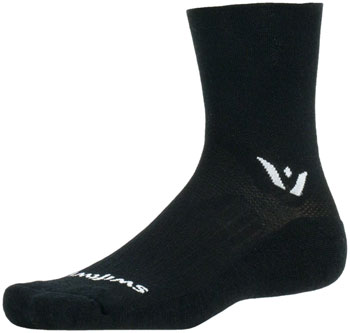 Swiftwick Pursuit Quarter Crew Socks - 4", Black, Medium Black PAA Socks