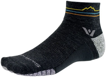 Swiftwick Flite XT Trail Quarter Crew Socks - 4", Coal Sunset Mountain, Medium Coal Sunset Mountain PAA Socks