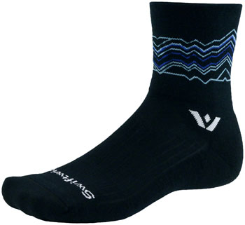 Swiftwick Pursuit Quarter Crew High Socks - 4", Black/Blue, Large Black/Blue PAA Socks