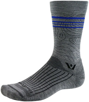 Swiftwick Pursuit Crew Socks - 6", Topographic Gray, Medium Topographic Gray PAA Socks
