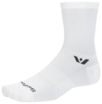 Swiftwick Aspire Mid-Crew Socks - Circuit White, Large Circuit White PAA Socks