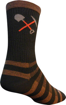 SockGuy Trail Maintenance Wool Socks - 6", Black, Large/X-Large Brown/Black PAA Socks