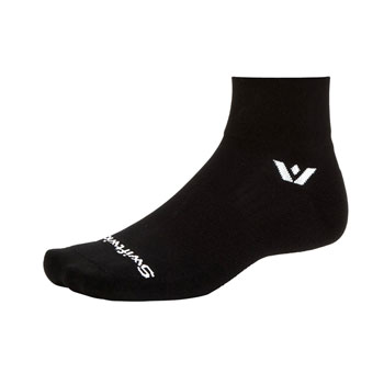Swiftwick Aspire Quarter Crew Socks - 2", Black, X-Large Black PAA Socks