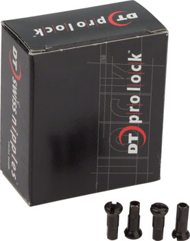DT Swiss Pro Head Pro Lock Brass Nipples: 2.0 x 12mm, Black, Box of 100 Black BOX Spoke Nipple