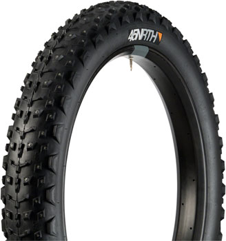 45NRTH Dillinger 4 Tire - 26 x 4, Tubeless, Folding, Black, 120 TPI, 240 Concave Carbide Aluminum Studs Black EA Tires