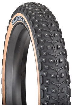 45NRTH Dillinger 5 Tire - 26 x 4.6, Tubeless, Folding, Tan, 60 TPI, 258 Concave Carbide Aluminum Studs Black/Tan EA Tires