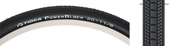 Tioga PowerBlock Tire - 20 x 1-1/8, Clincher, Wire, Black, 60tpi Black EA Tires