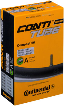 Continental Standard Tube - 20 x 1-1/4 - 1-3/4, 34mm Schrader Valve EA Tubes