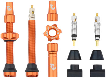 Wolf Tooth Tubeless Valve Stem Kit - 44 mm, Orange EA Tubeless Valves