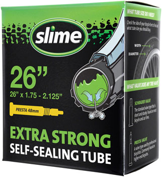 Slime Self-Sealing Tube - 26 x 1.75 - 2.125, 48mm Presta Valve EA Tubes