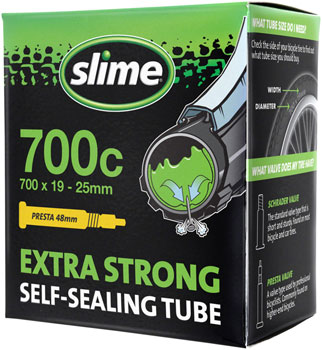 Slime Self-Sealing Tube - 700 x 19 -25mm, 48mm Presta Valve EA Tubes