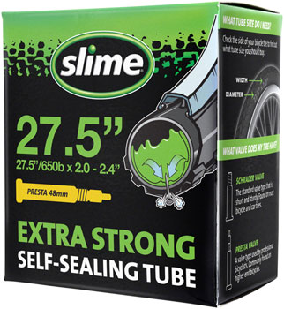 Slime Self-Sealing Tube - 27.5 x 2 - 2.4, 48mm Presta Valve EA Tubes