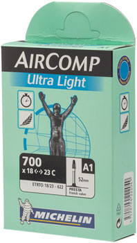 Michelin Aircomp Ultra Light Tube - 700 x 18 - 23mm, 52mm Presta Valve EA Tubes
