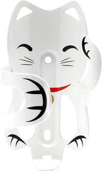 PDW Portland Design Works Lucky Cat Water Bottle Cage: White Cat White EA Water Bottle Cages