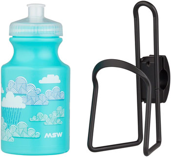 MSW Kids Water Bottle and Cage Kit - Clouds w/ Black Cage Clouds Blue KIT Water Bottles